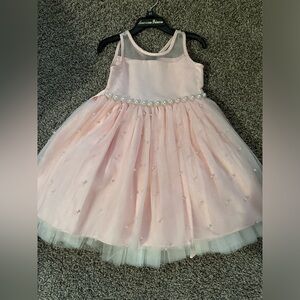 Pinkish/Peachy Tulle Dress for Toddler Girl with Pearl Details